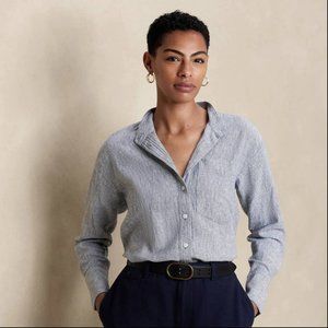 NWT Banana Republic Linen Bland Stripe Button Up (Small)